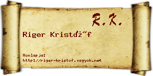 Riger Kristóf névjegykártya